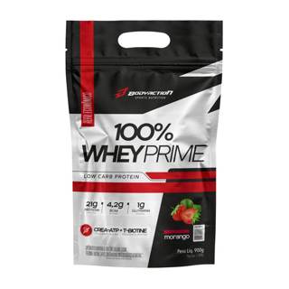 100% Whey Protein Concentrado Prime Refil Low Carb Creatina Sabor Morango