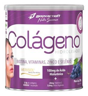 COLAGENO VERISOL C/ ACIDO HIALURONICO 200G BODY ACTION SABOR:UVA