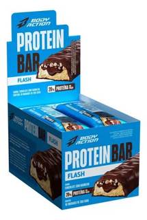 BODYACTION PROTEIN BAR FLASH DISPLAY C/10 UND 35G CHOCOLATE AO LEITE