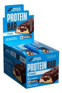BODYACTION PROTEIN BAR FLASH DISPLAY C/10 UND 35G CHOCOLATE COM BAUNILHA