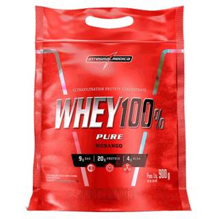 100% WHEY REFIL 900G INTEGRALMEDICA SABOR: MORANGO