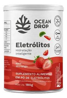 ELETROLITOS EM PO 60 DOSES 180G SABOR MORANGO OCEAN DROP