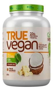 True Vegan Proteína Vegana 837g - True Source - Zero Lactose Chocolate Branco com Coco