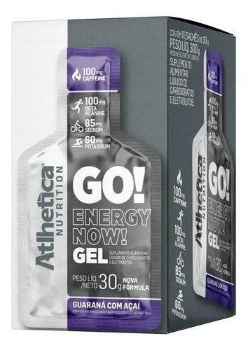 GEL GO ENERGY NOW 10 SACHES ATHLETICA SABOR: GUARANA COM ACAI
