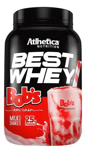 BEST WHEY 900G ATHLETICA SABOR:MILK SHAKE MORANGO BOBS