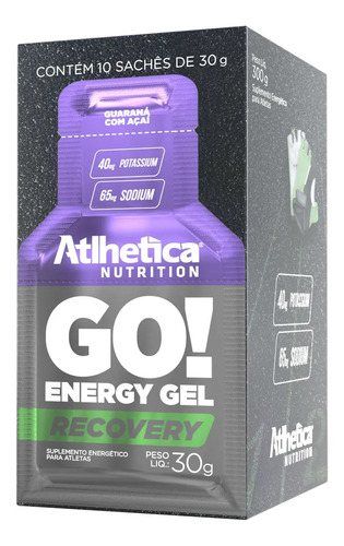 GEL GO RECOVERY 10 SACHES ATHLETICA SABOR: GUARANA C/ AÇAÍ