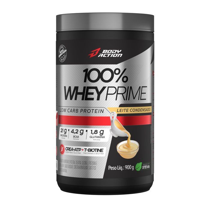100% Whey Protein Concentrado Com Creatina 900g Bodyaction Sabor Leite Condensado