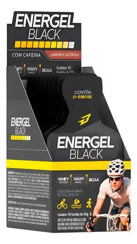 Gel Energel Black Cx 10 Sachês - Bodyaction Sabor Laranja Com Acerola