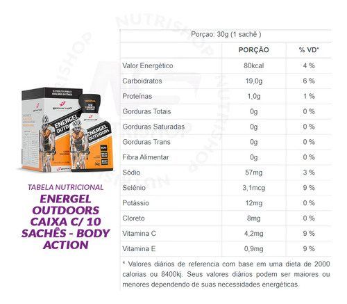 Energel Outdoors - Cx 10 Und - Tangerina - Bodyaction