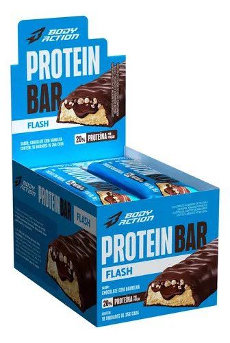 BODYACTION PROTEIN BAR FLASH DISPLAY C/10 UND 35G MORANGO COM CHOCOLATE BRANCO