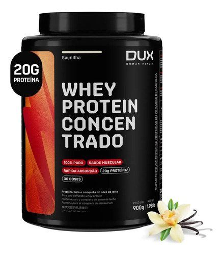 WHEY PROTEIN CONCENTRADO 900g DUX SABOR: BAUNILHA