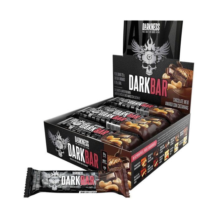 DK WHEY BAR INTEGRALMEDICA DISPLAY C/ 08 UNIDADES SABOR: CHOCOLATE AMARGO E CASTANHAS