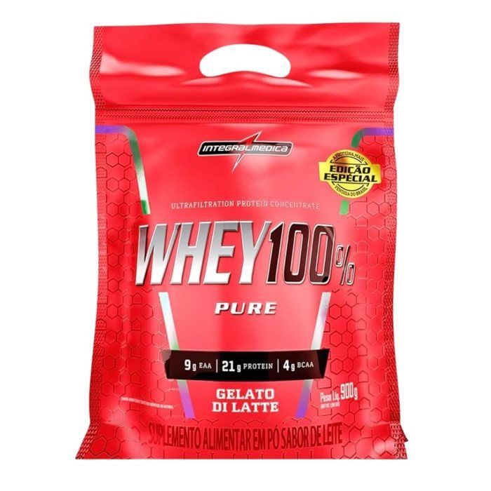 100% WHEY REFIL 900G INTEGRALMEDICA SABOR: GELATO DI LATTE