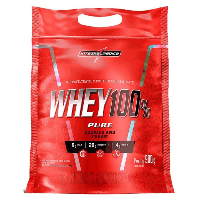 100% WHEY REFIL 900G INTEGRALMEDICA SABOR: COOKIES