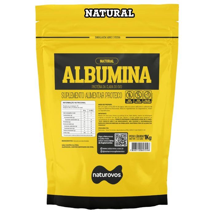 ALBUMINA BAG 1KG NATUROVOS SABOR: NATURAL