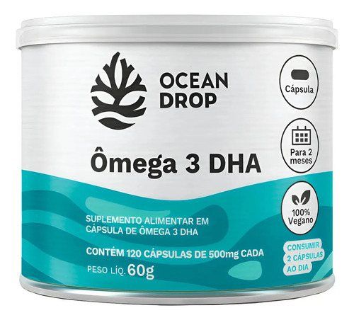 OMEGA 3 DHA 100% VEGETAL 120 CAPS 700MG OCEAN DROP