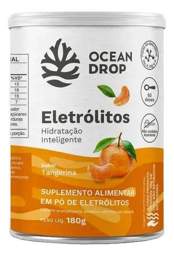 ELETROLITOS EM PO 60 DOSES 180G SABOR TANGERINA OCEAN DROP