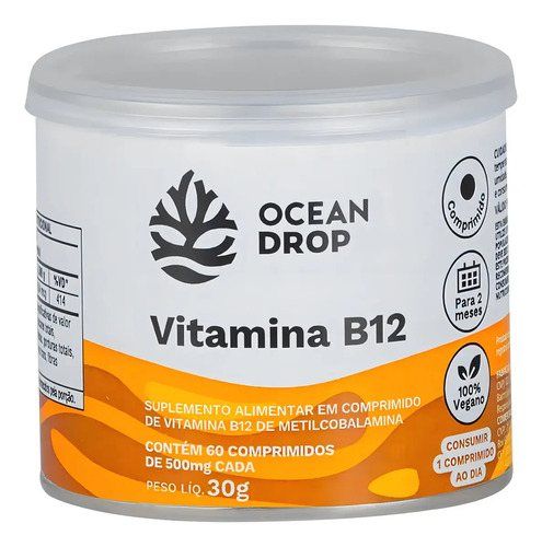 VITAMINA B12 500MG 60 TABLETS OCEAN DROP