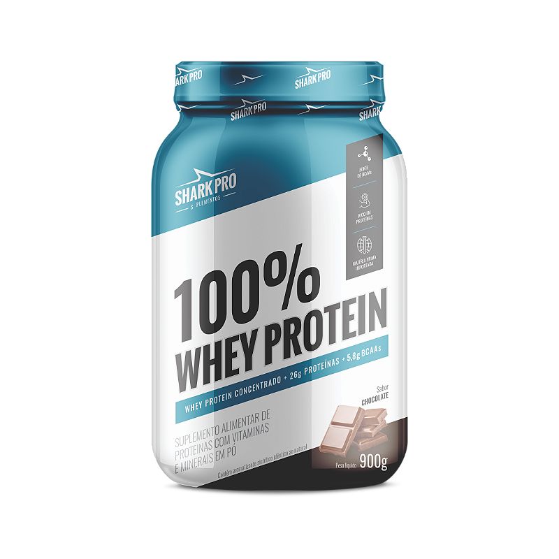100% WHEY POTE 900G SHARK PRO SABOR: CHOCOLATE
