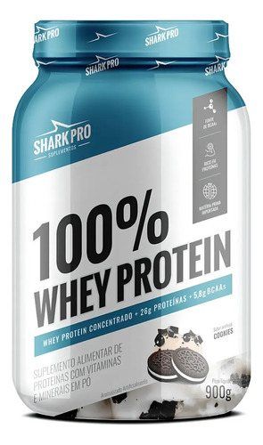 100% WHEY POTE 900G SHARK PRO SABOR: COOKIES