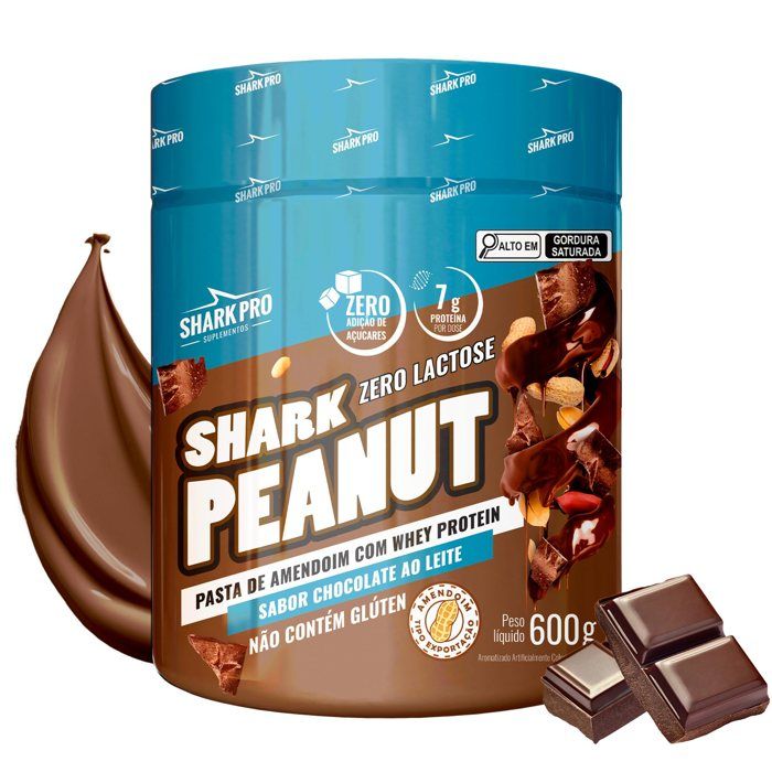 PASTA DE AMENDOIM 600 GR SHARK PRO SABOR:CHOCOLATE AO LEITE