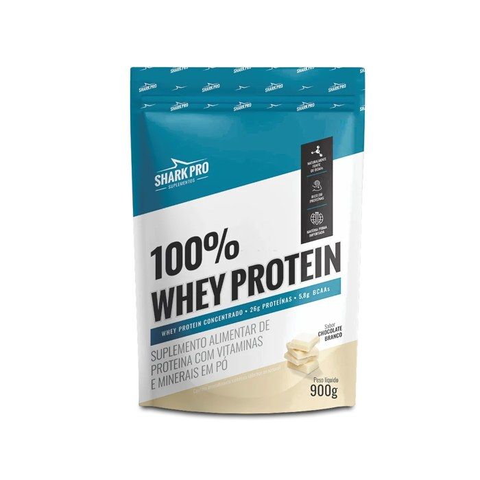 100% WHEY REFIL 900G SHARK PRO SABOR: CHOCOLATE BRANCO