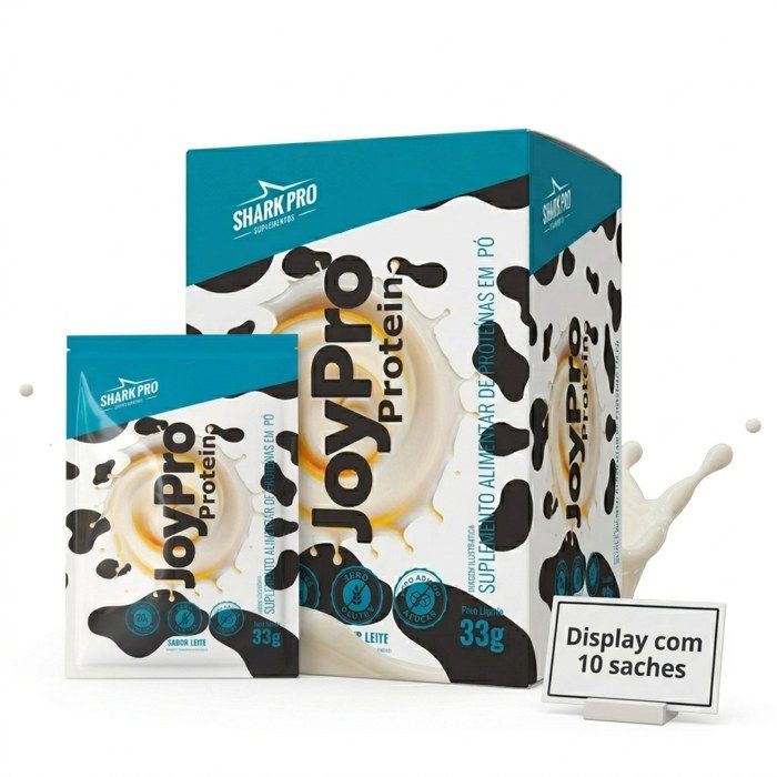 Whey Protein JoyPro Sachê 33g Display C/10 Shark Pro Leite 20g Proteína Pós Treino