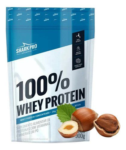 Whey Protein concentrado 100% Shark Pro 900g Avelã Refil