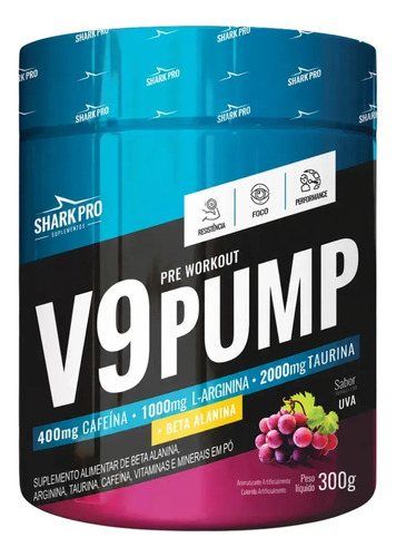 V9 PUMP - PRE TREINO 300G SHARK PRO SABOR: UVA