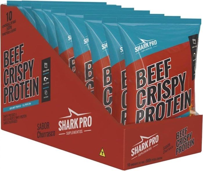 SALGADINHO PROTEICO DISPLAY C/8 SHARK PRO SABOR: CHURRASCO