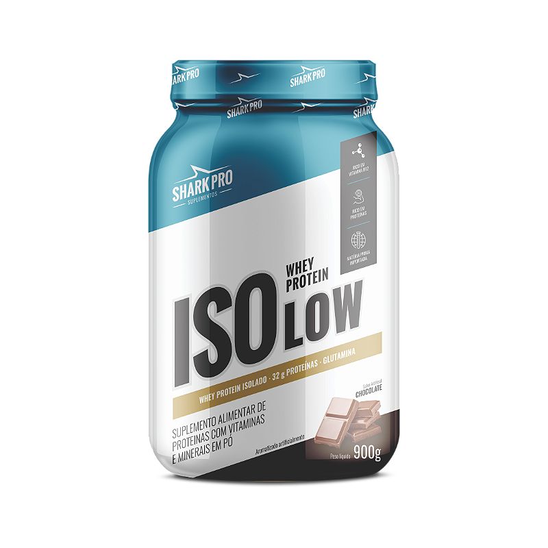 ISOLOW - WHEY PROTEIN ISOLADO POTE 900G SHARK PRO SABOR: CHOCOLATE