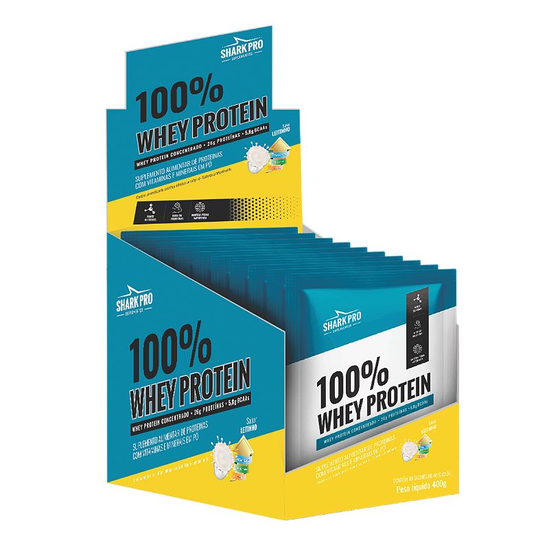 SACHE 100% WHEY 40GR DISPLAY C/ 10 UNID SABOR: LEITINHO