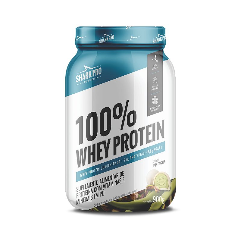 100% WHEY POTE 900G SHARK PRO SABOR: PISTACHE