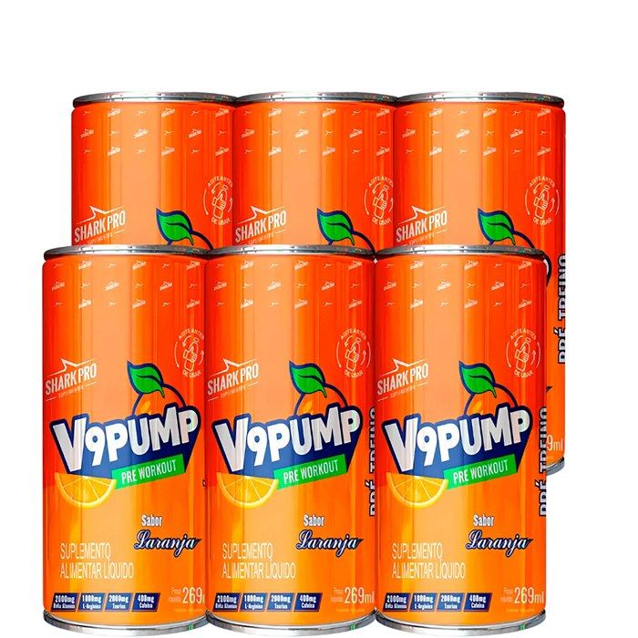 V9 DRINK SABOR LARANJA 269ML FARDO C/ 6 UND - SHARK PRO